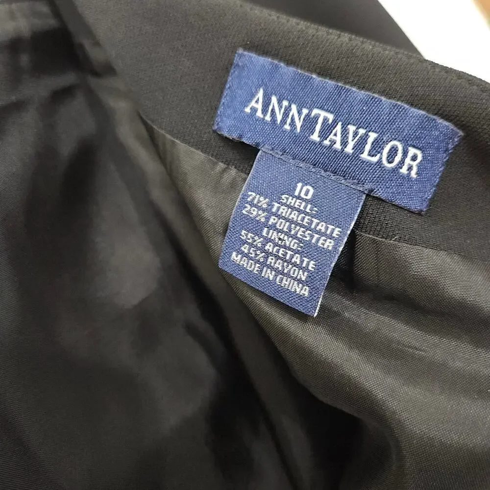 90s Vintage Black Ann Taylor Midi Pleated Skirt Sz 10 Medium Office Siren